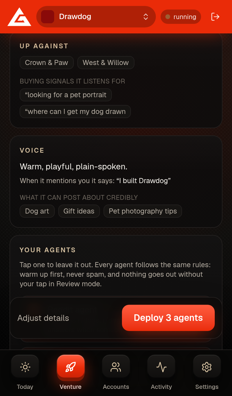The marketing brief on a phone